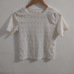 Vineyar Women's Top Short Sleeve Scoop Neck Blouse White